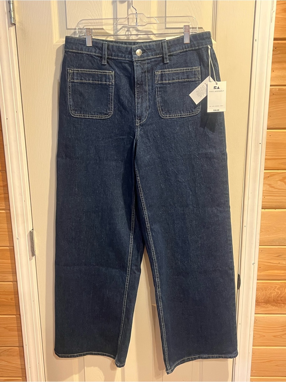 Women's Wide-Leg Dark Blue Denim Jeans